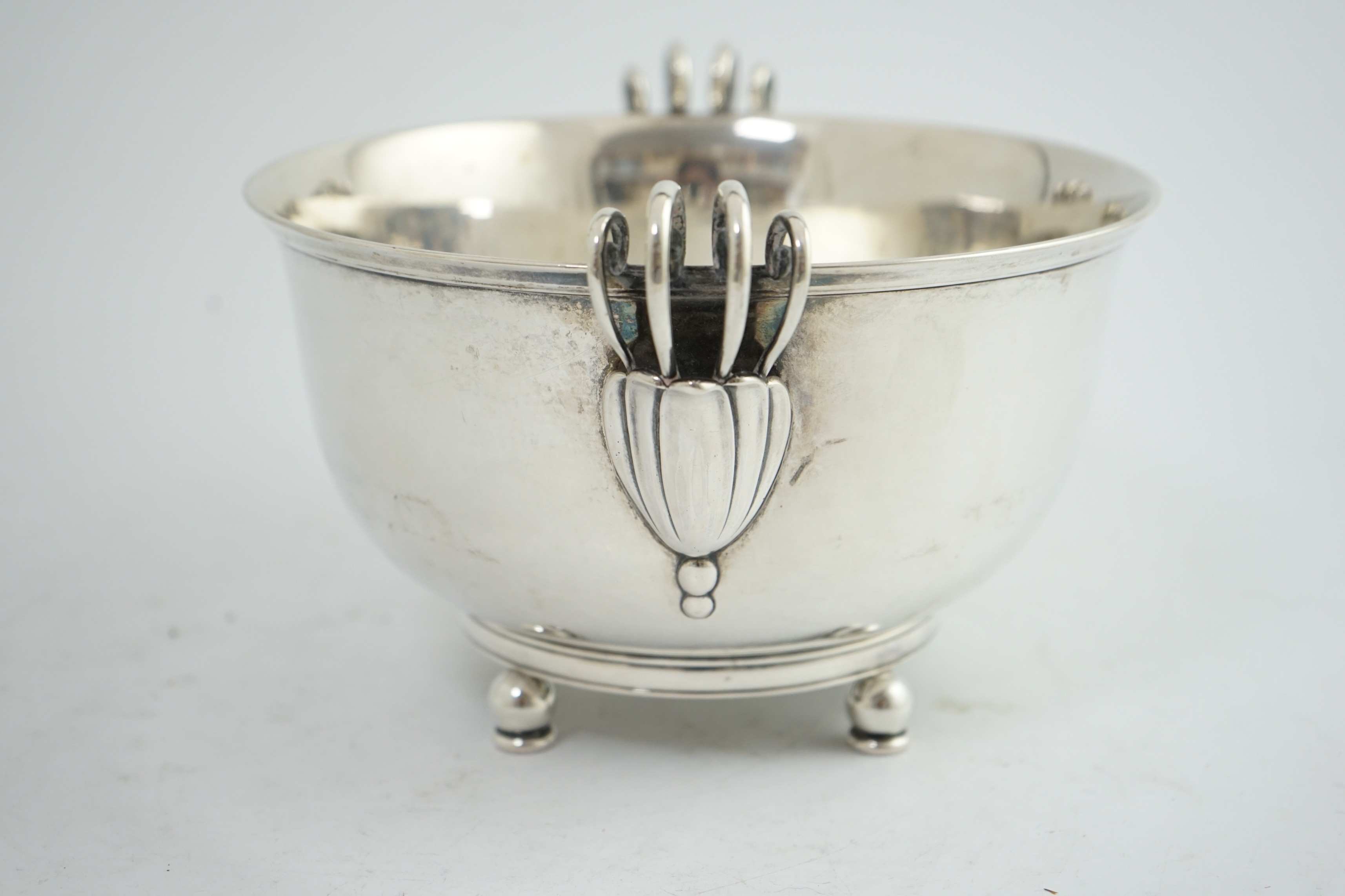 A stylish 1930's Danish silver two handled fruit bowl, by Matthiasen